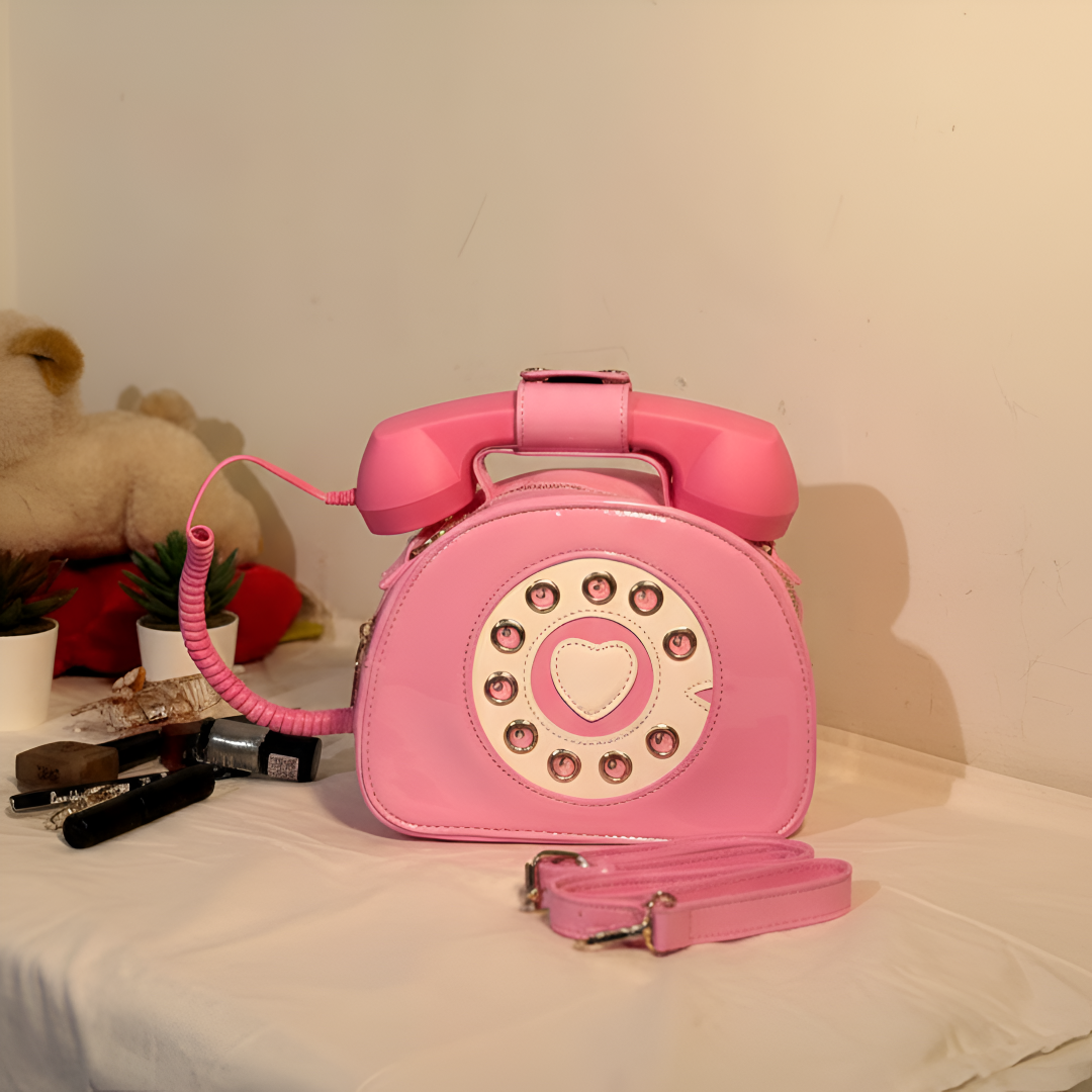 Pink Telephone Shaped Crossbody Bag