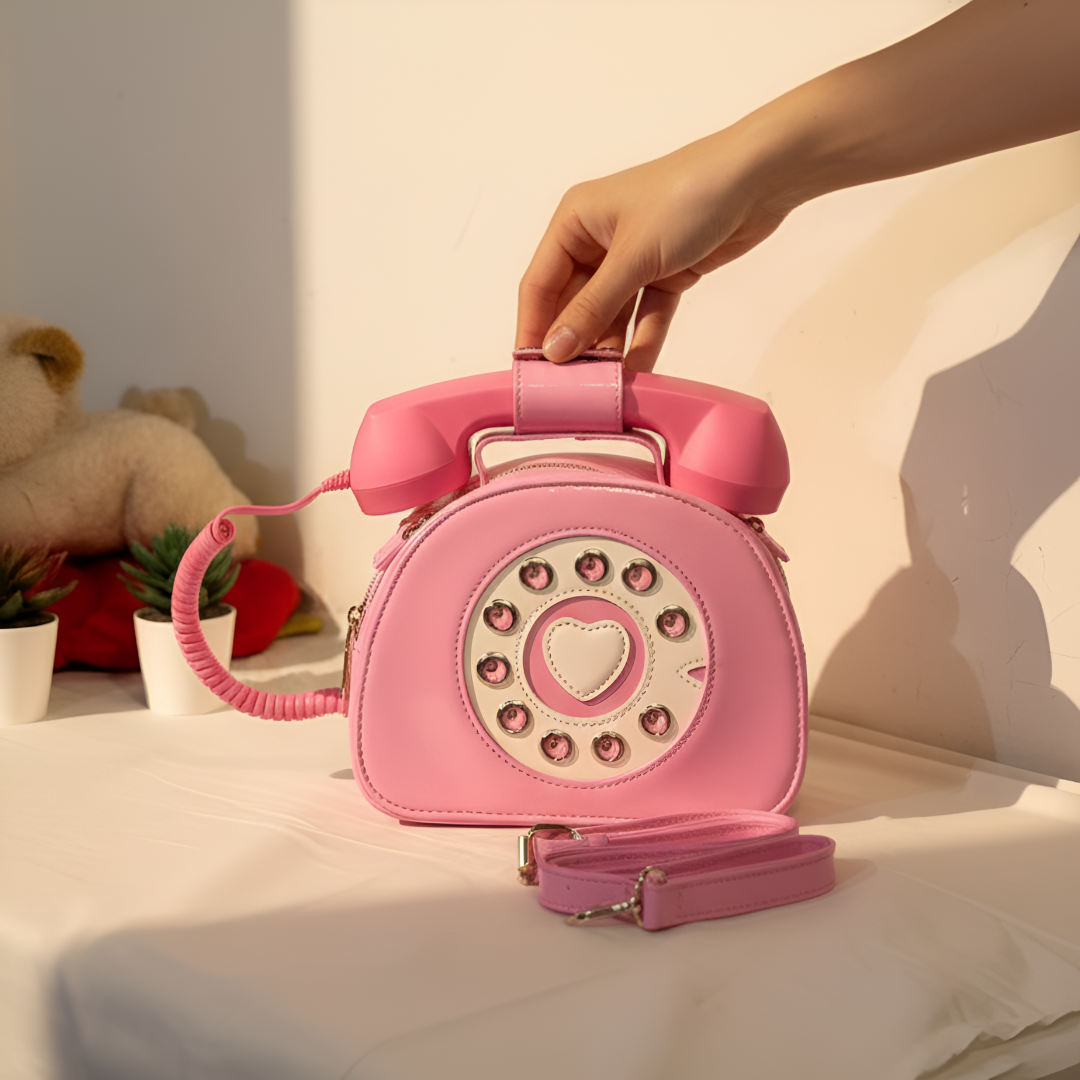 Pink Telephone Shaped Crossbody Bag
