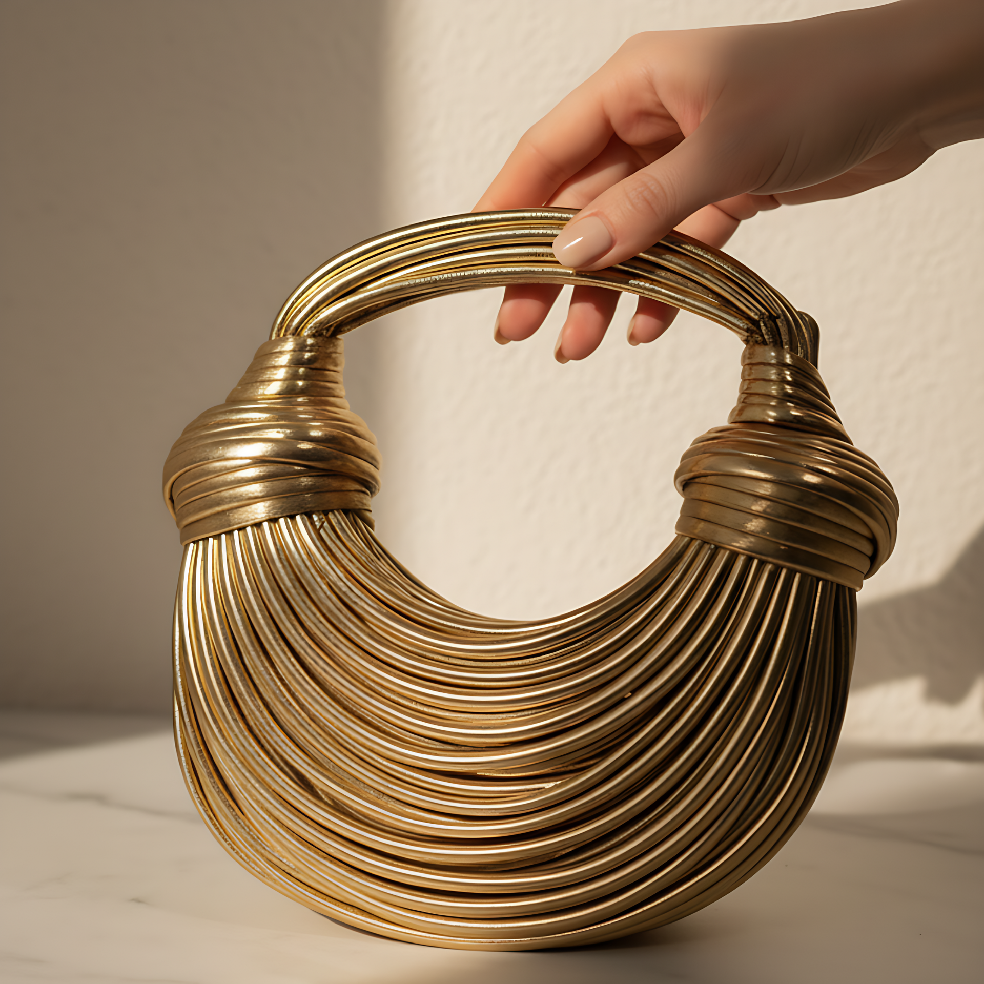 Gold Toned Knotted Handbag