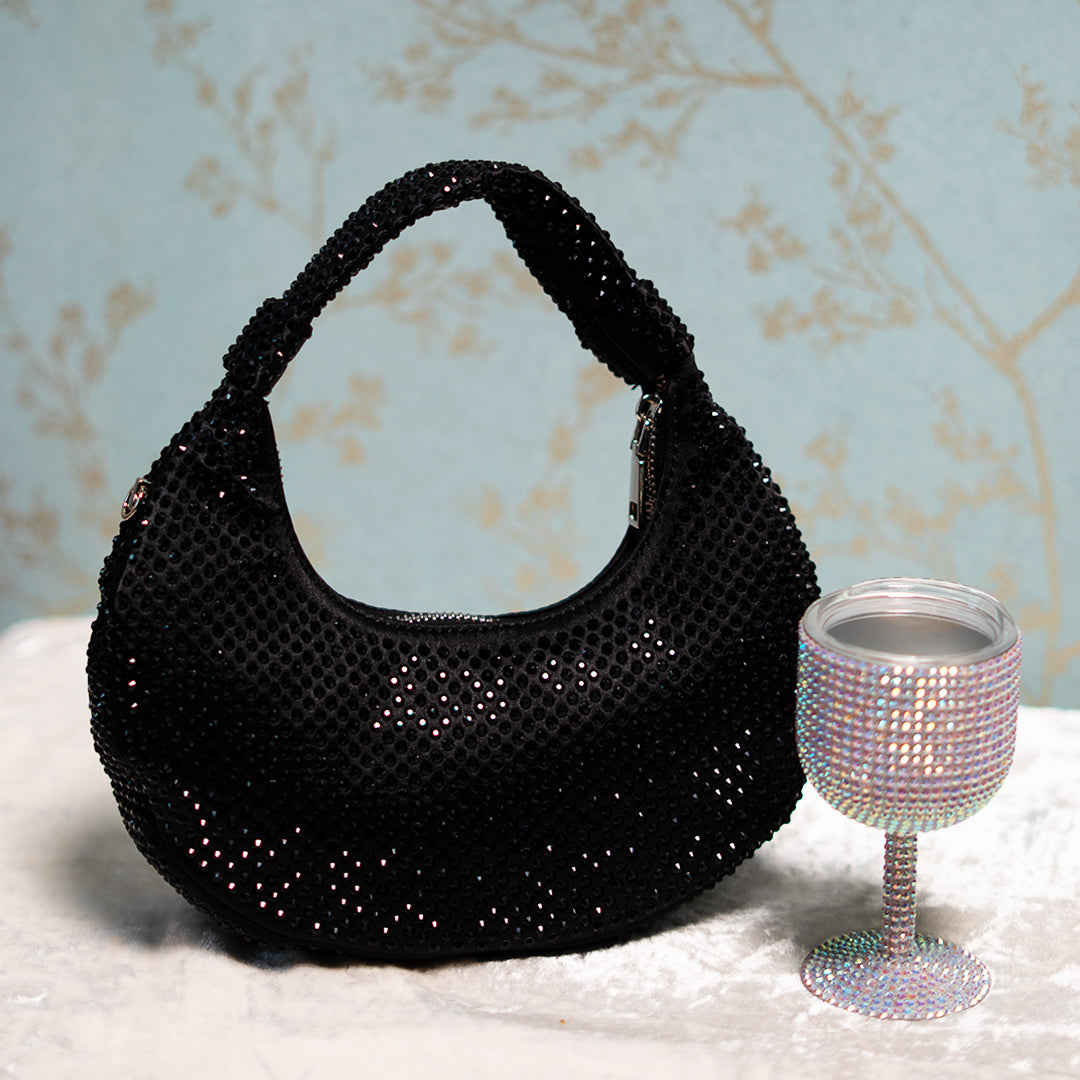 Rhinestone Encrusted Hobo Bag