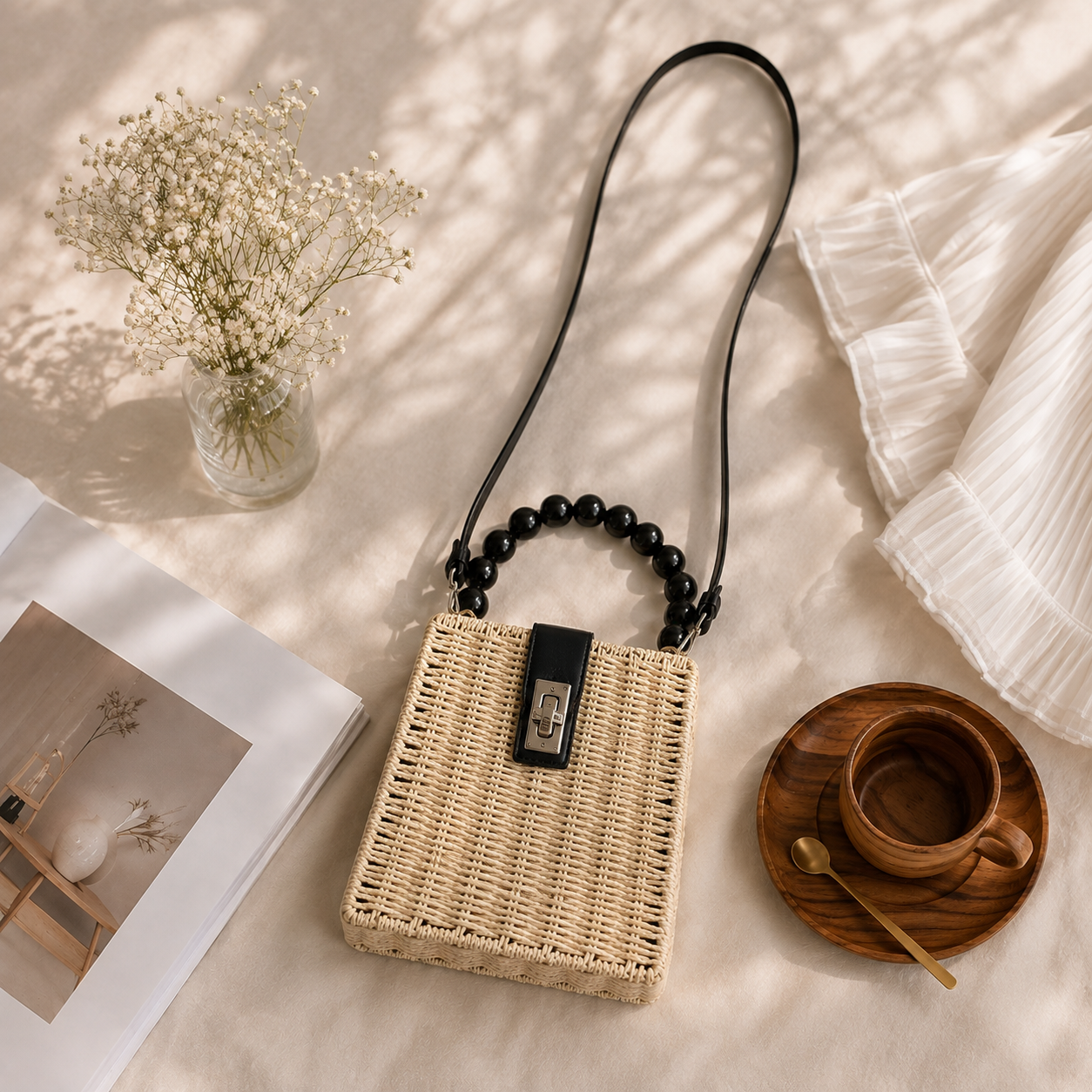 The Beaded Handle Box Bag