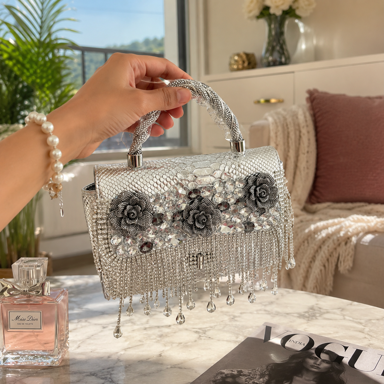 The Midnight Rose Crystal Clutch