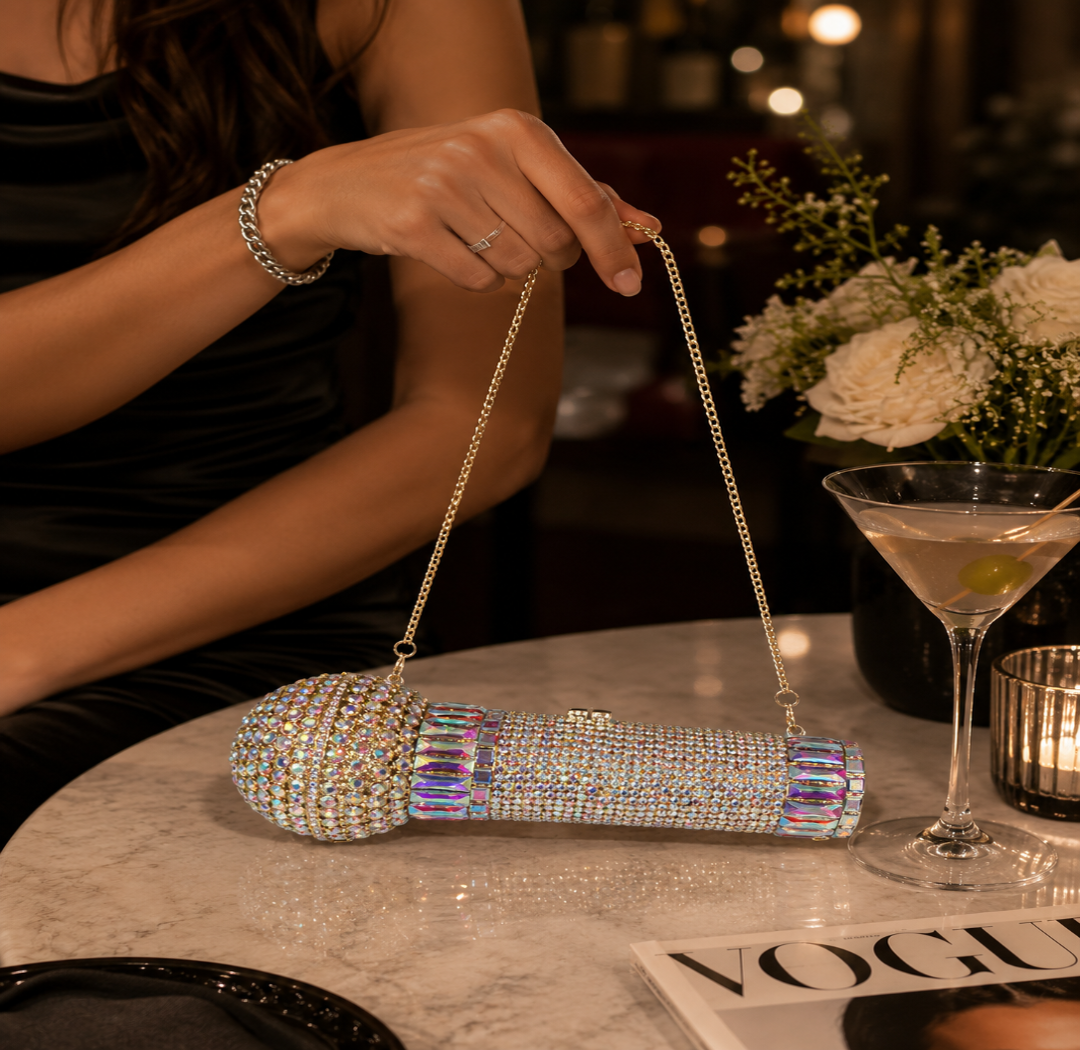 Starlight Echo Microphone Rhinestone Clutch