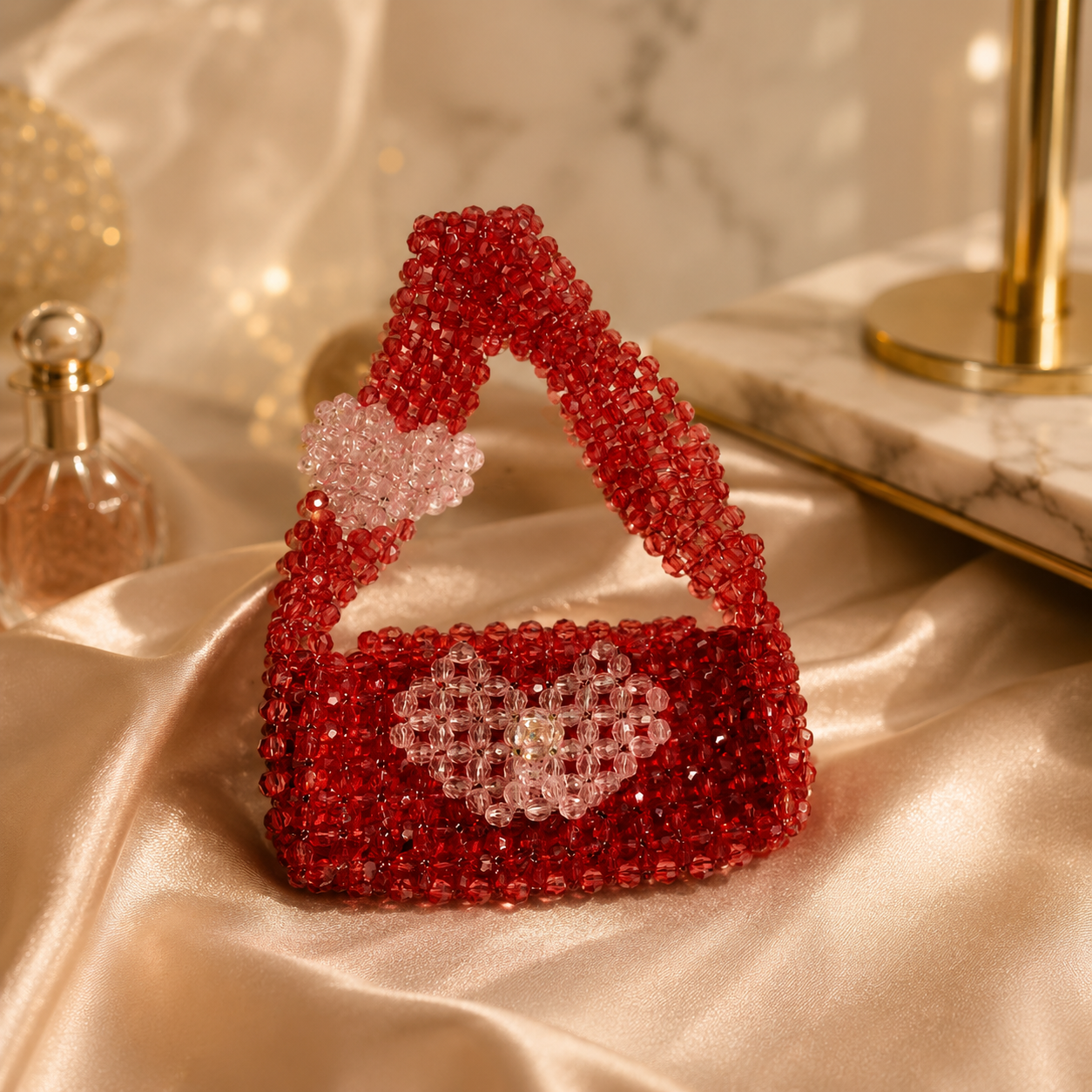 Heart Shaped Pearl Beaded Bag