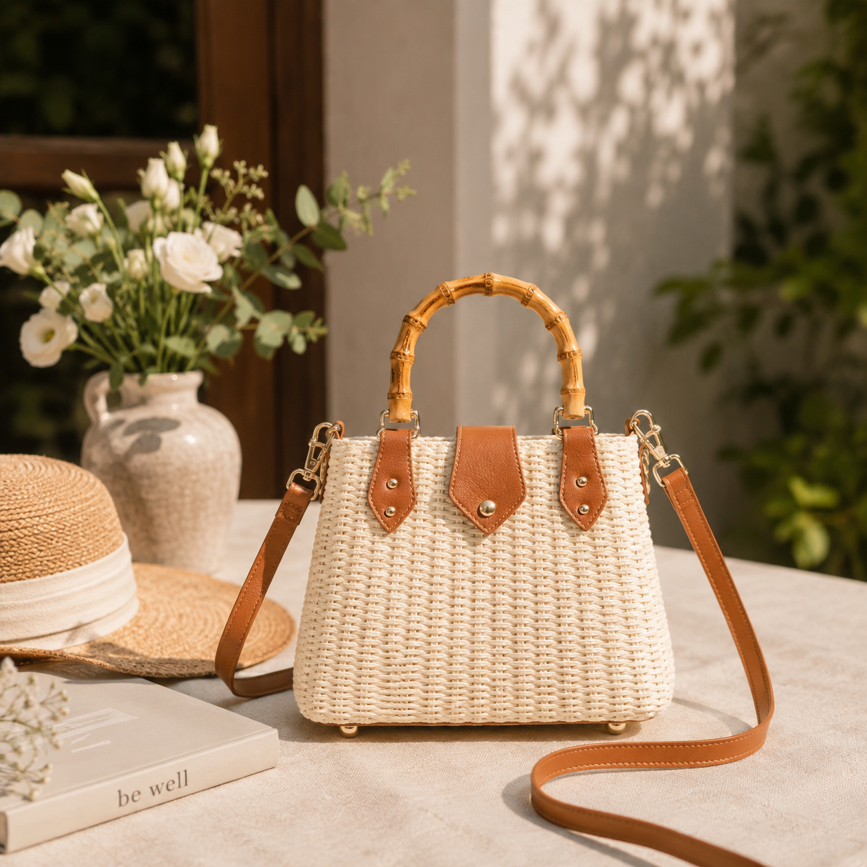 The Bamboo Handle Basket Bag