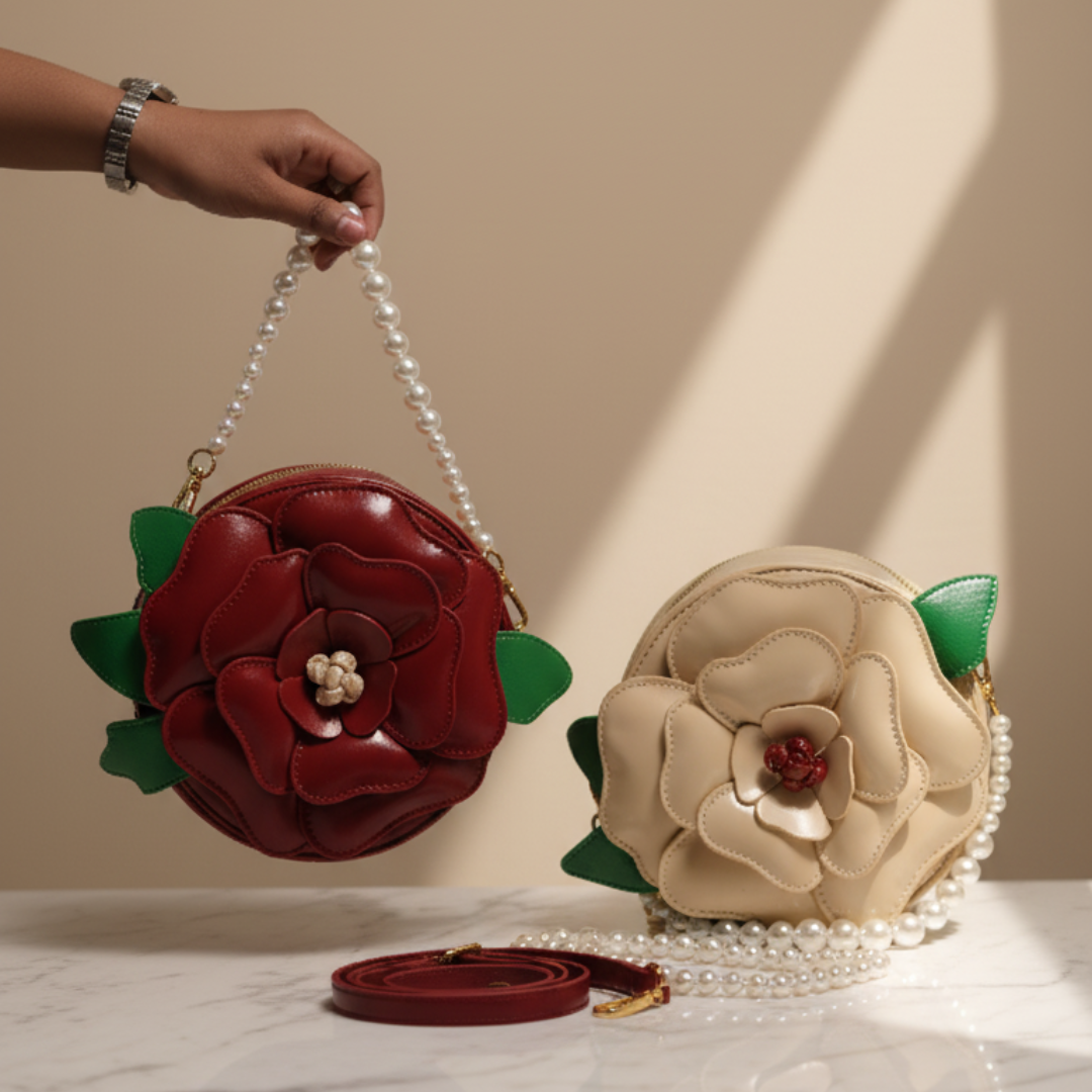 Three-Dimensional Flower Shaped Circular Handbag