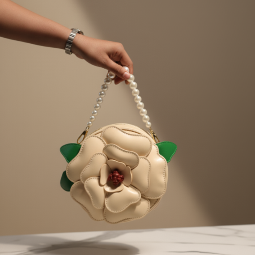 Three-Dimensional Flower Shaped Circular Handbag