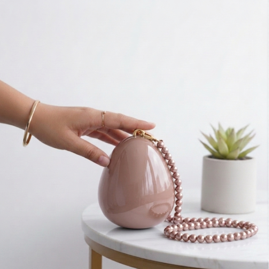 Acrylic Egg Bag Pearl Evening Clutch