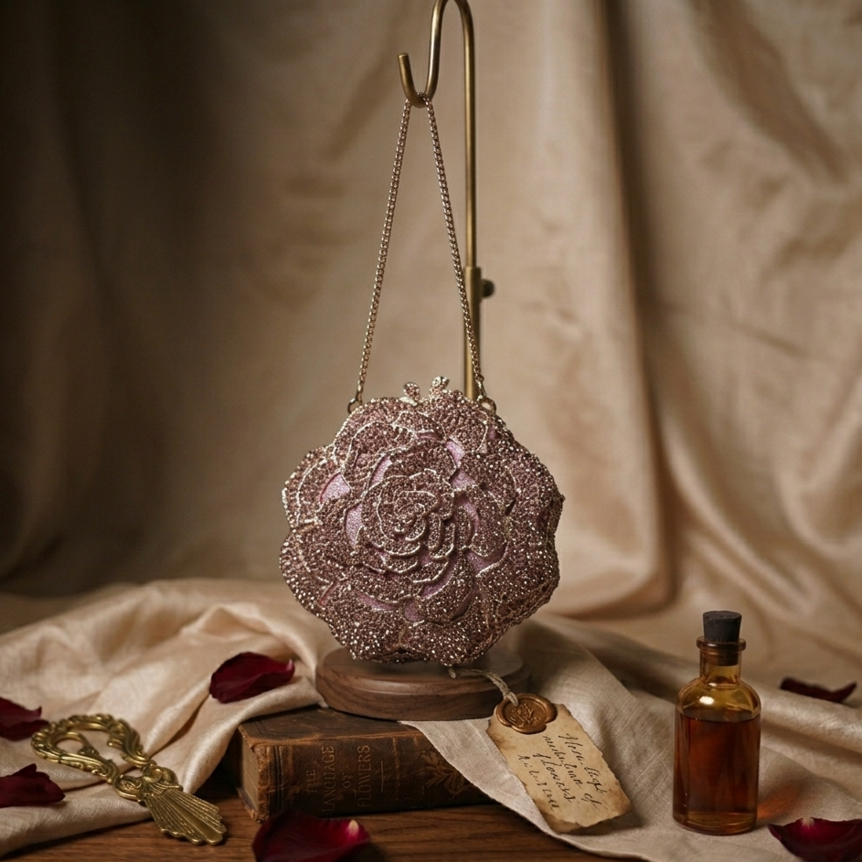Rose Shaped Crystal Clutch