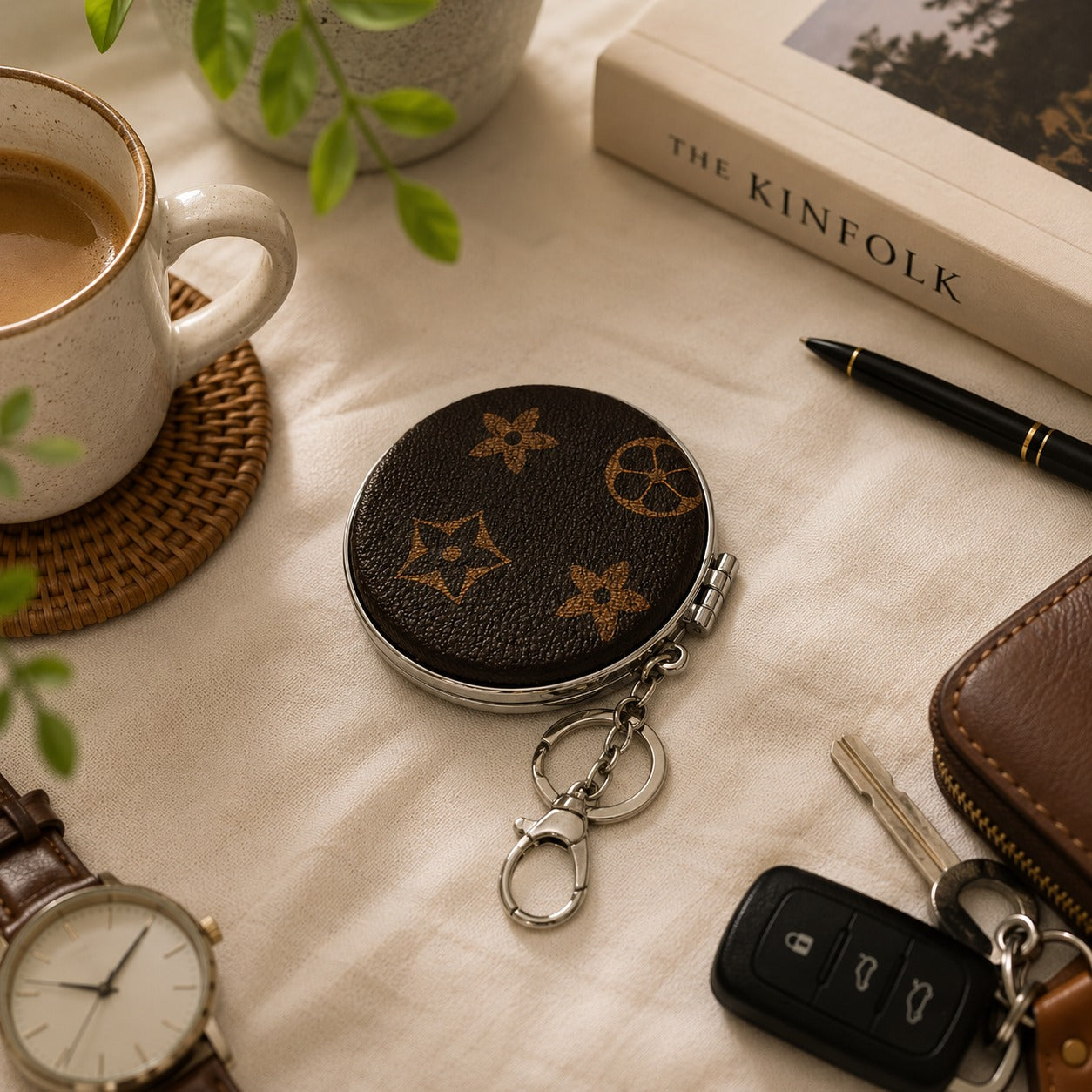 Compact Mirror Keychain Charm