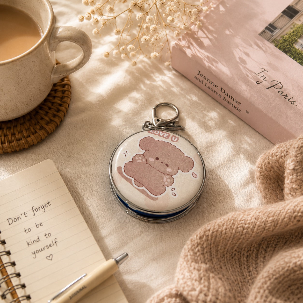 Compact Mirror Keychain Charm