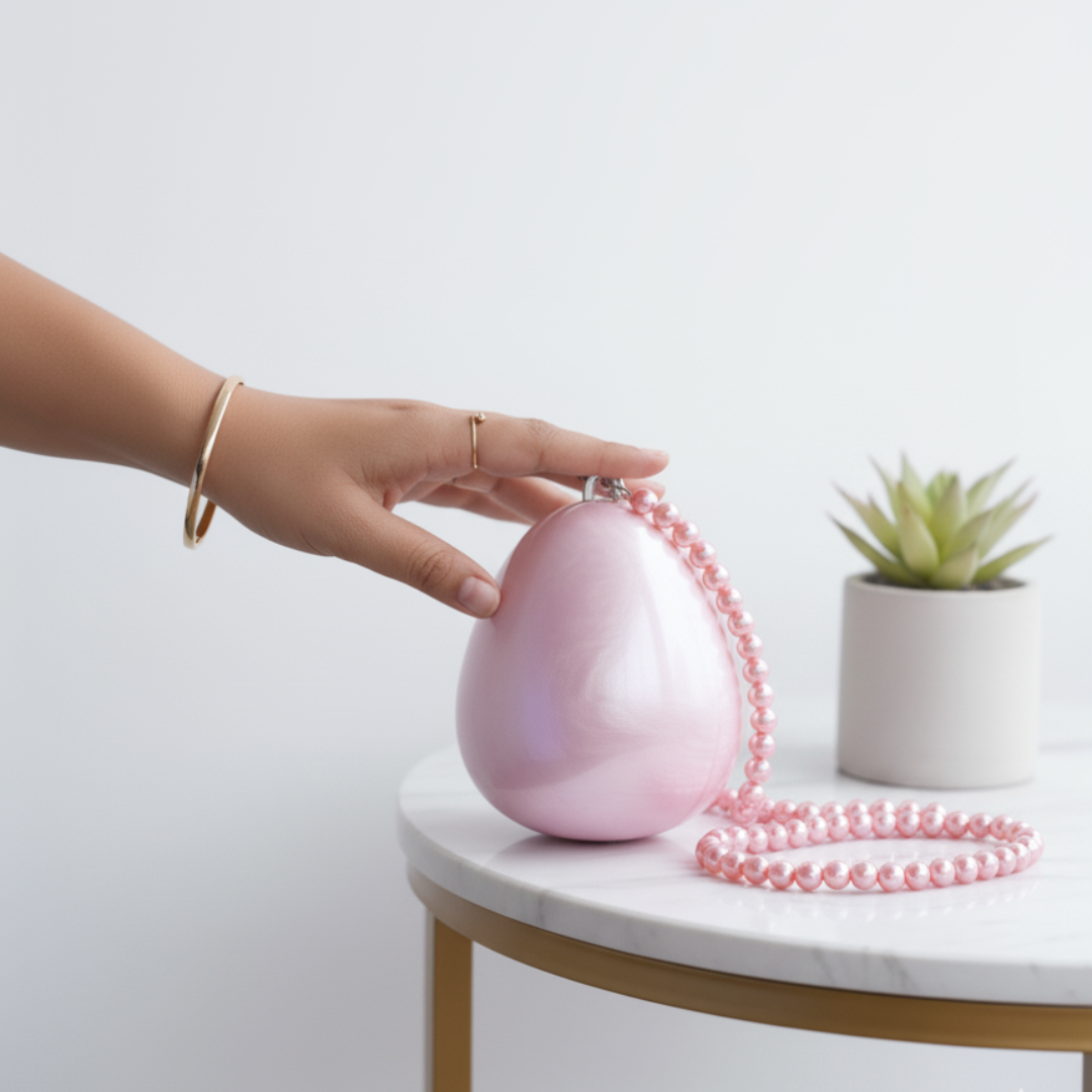Acrylic Egg Bag Pearl Evening Clutch