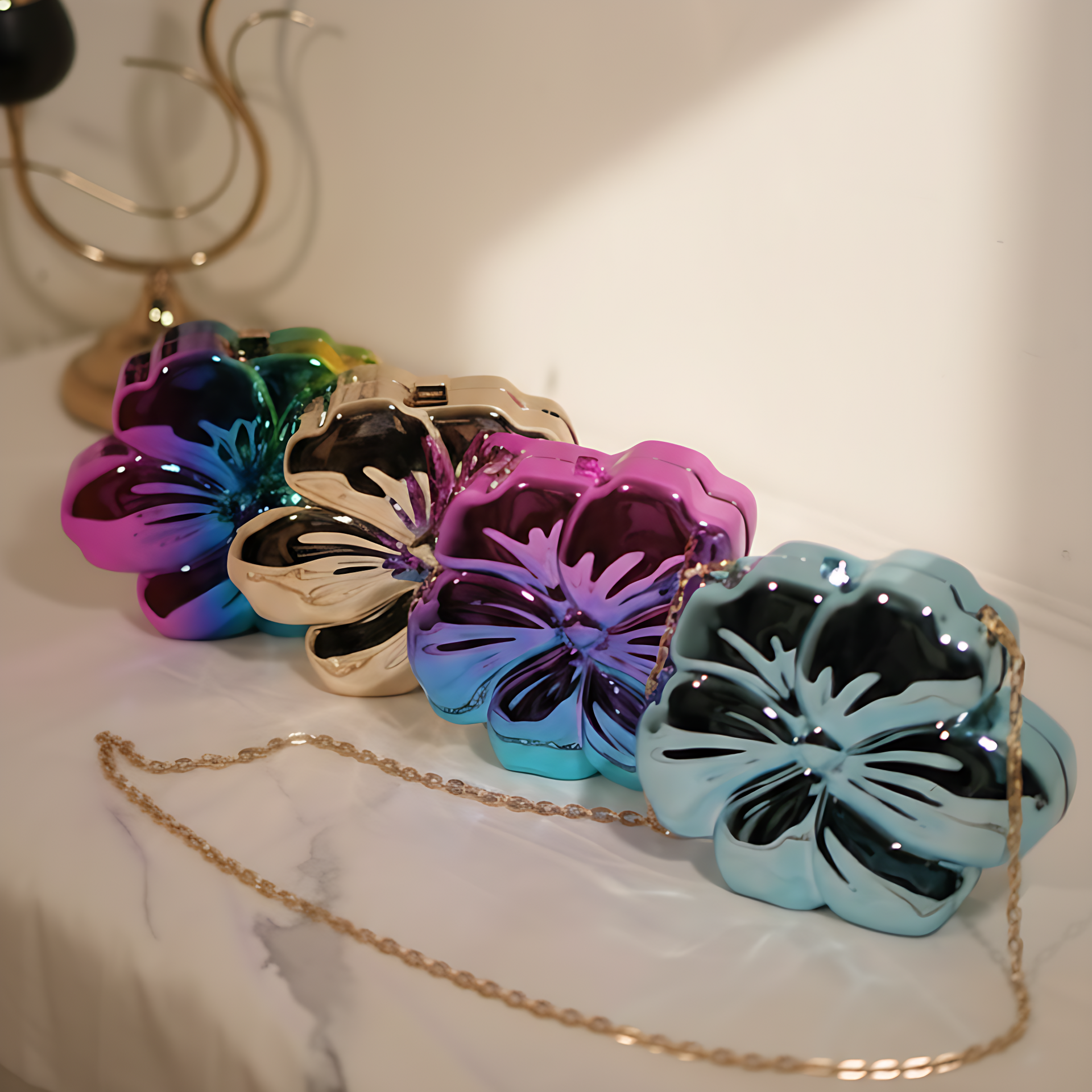 Women Acrylic Flower Evening Prom Bag,