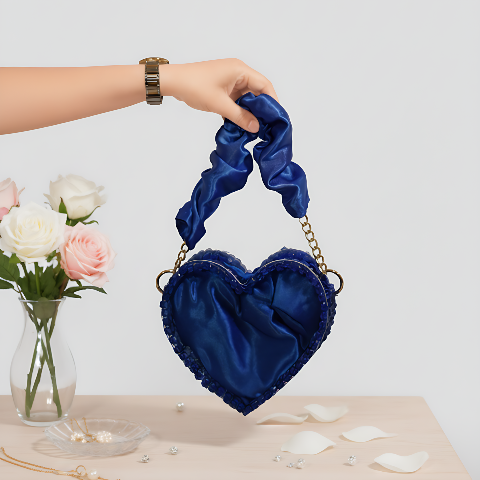 Royal Blue Heart Shaped Shoulder Bag
