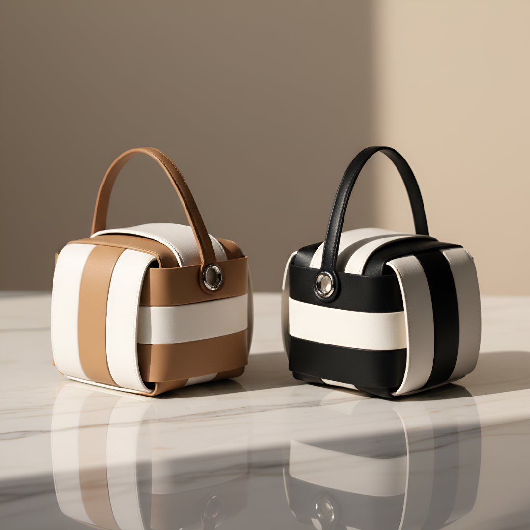Striped Vegan Leather Handbag