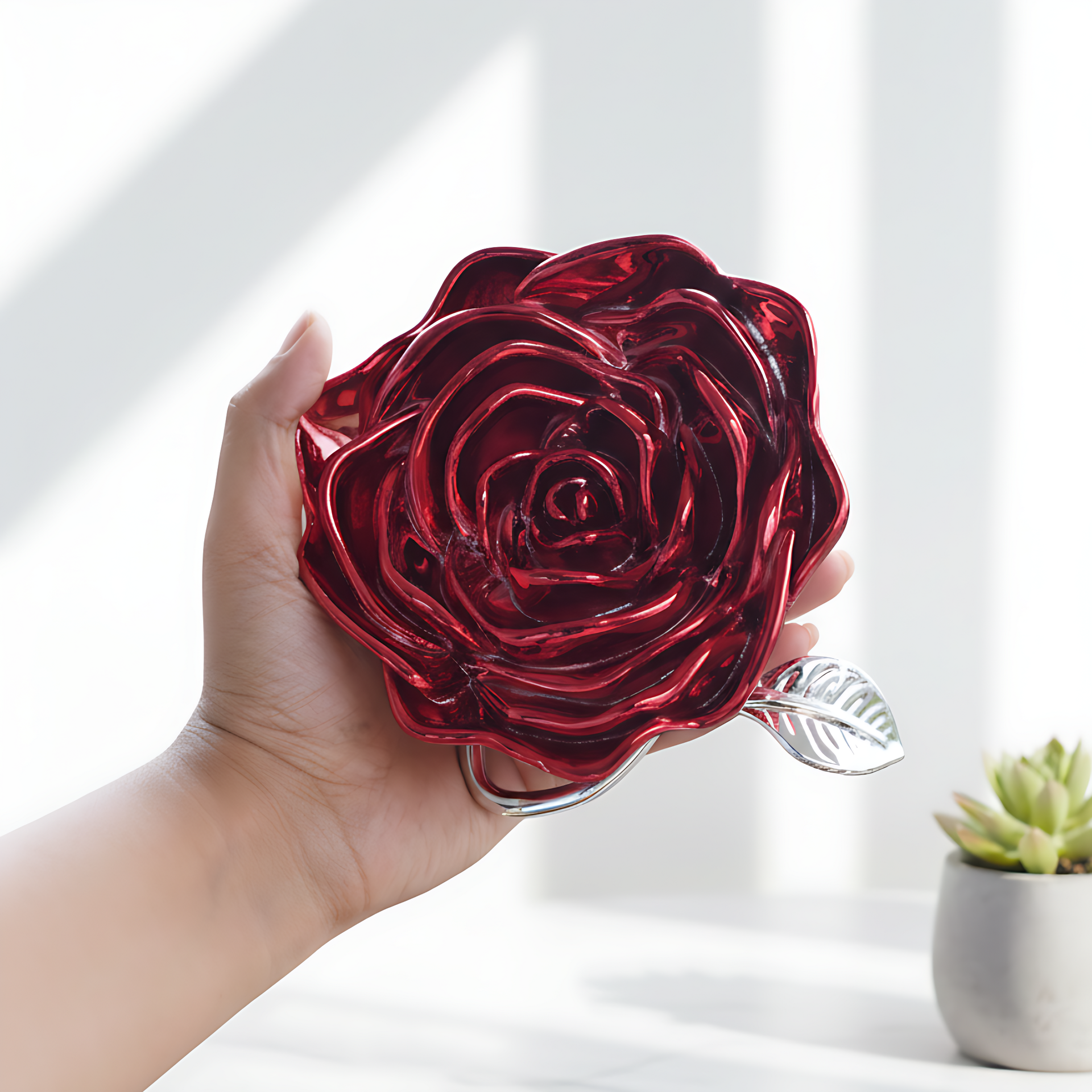Red Rose-Shaped Clutch Bag