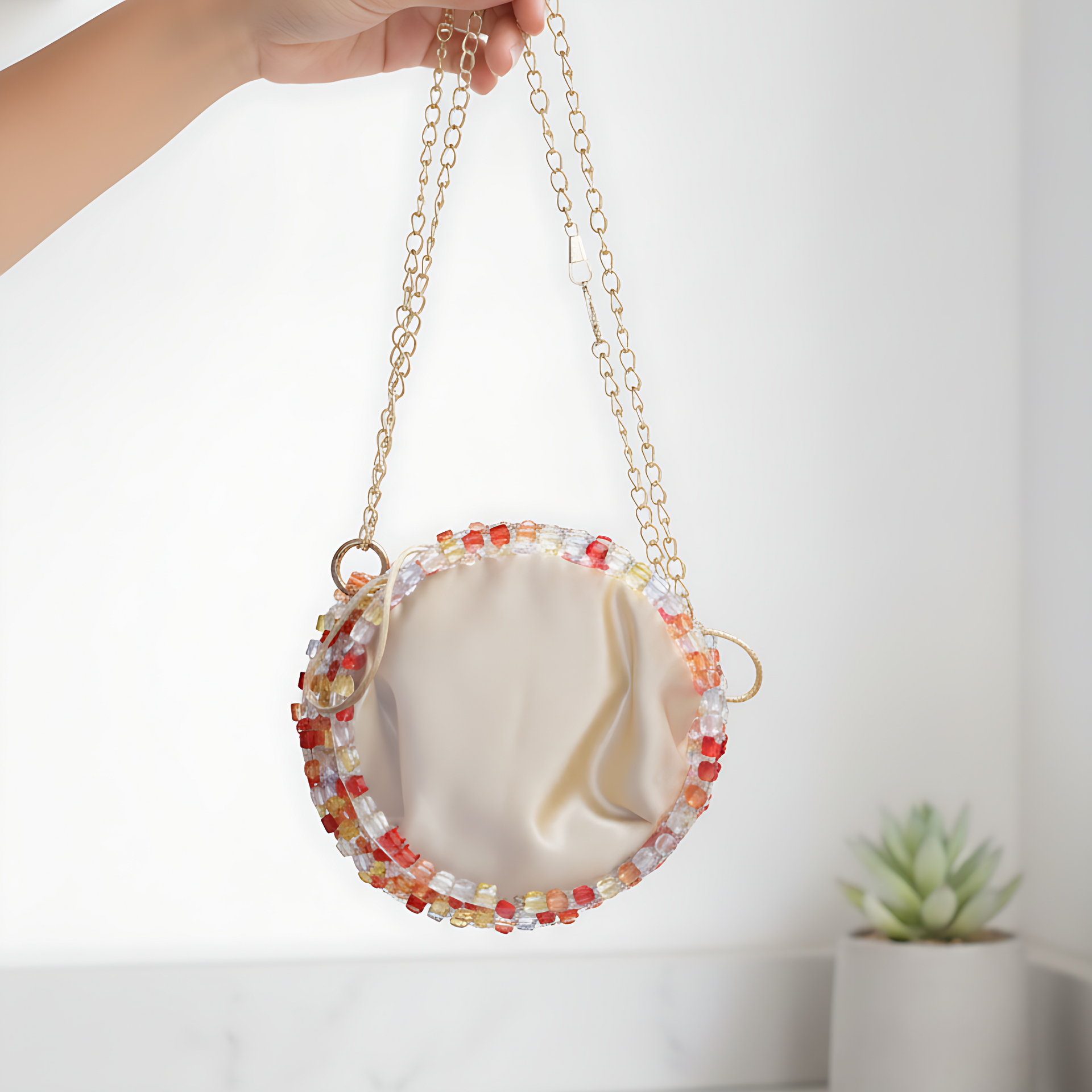 Handmade Multicoloured Beaded Potli Bag